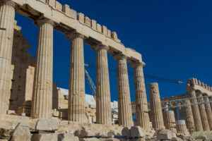 PARTHENON TEMPLE IN ACROPOLIS AT ATHENS, GREECE
