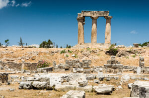RUINS OF TEMPLE IN CORINTH, GREECE